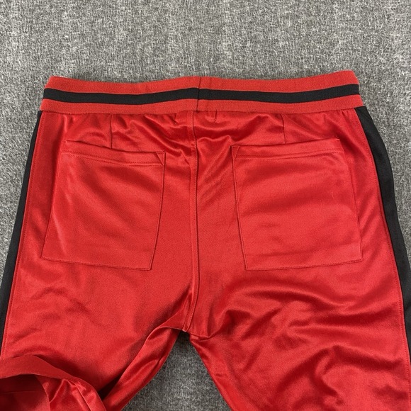 MNML Red Track Pants Mens Large Zipper Ankle Joggers Side Stripe - Picture 3 of 12